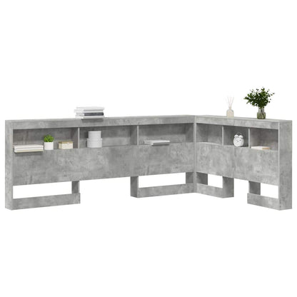 vidaXL Storage Headboard Concrete Grey 207.5 x 137.5 x 76.5 cm