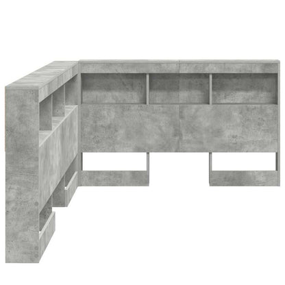 vidaXL Storage Headboard Concrete Grey 207.5 x 137.5 x 76.5 cm