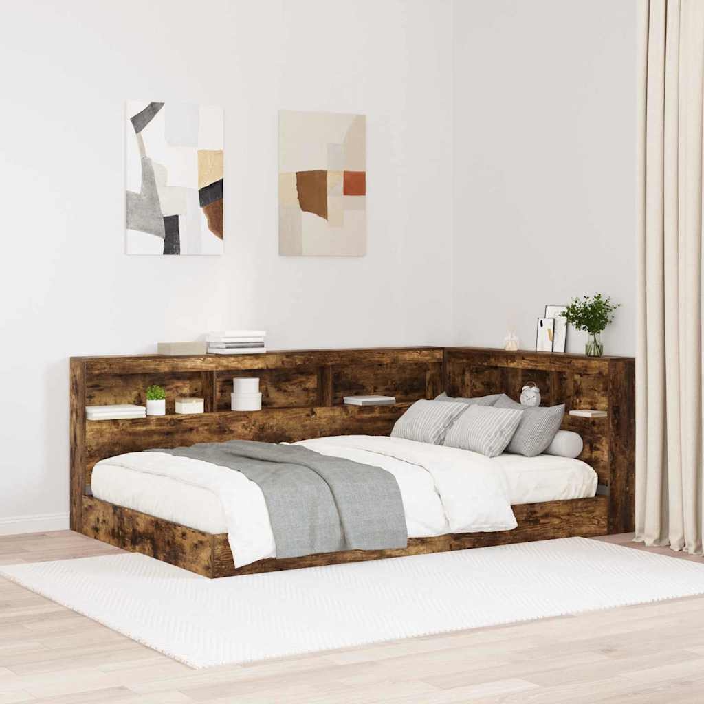 vidaXL Storage Headboard Smoked Oak Engineered Wood