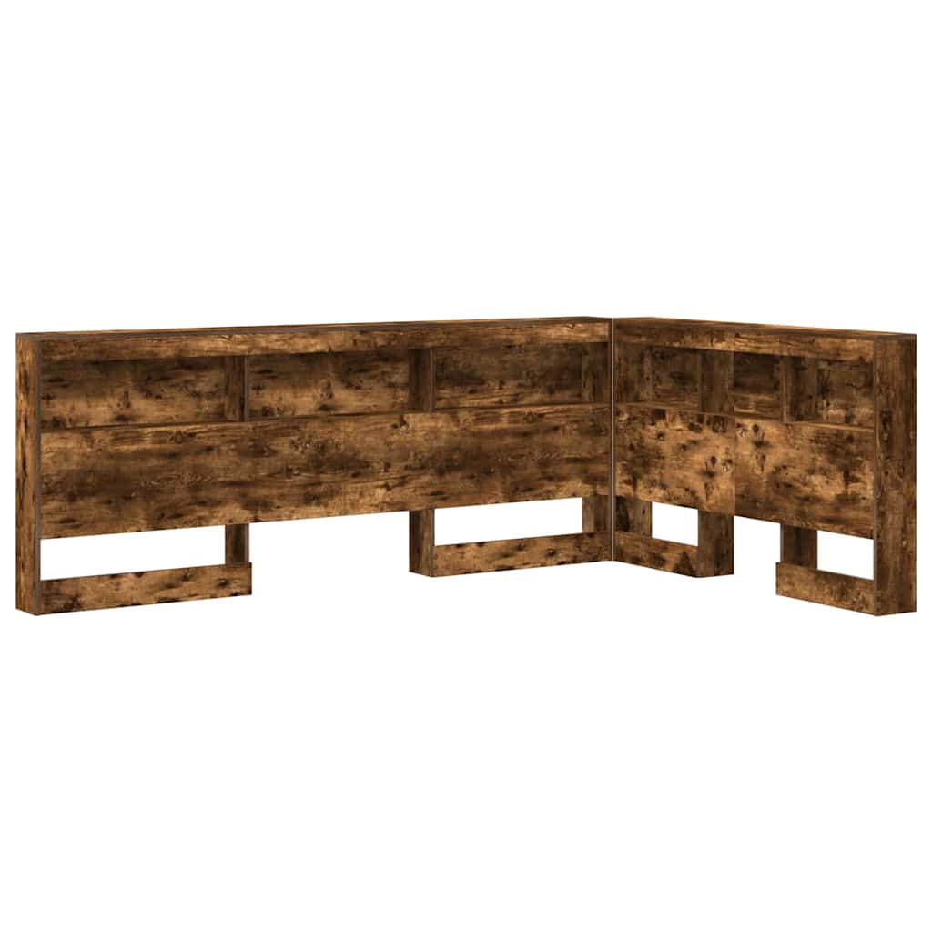 vidaXL Storage Headboard with Shelf Smoked Oak 207.5 x 137.5 x 76.5 cm