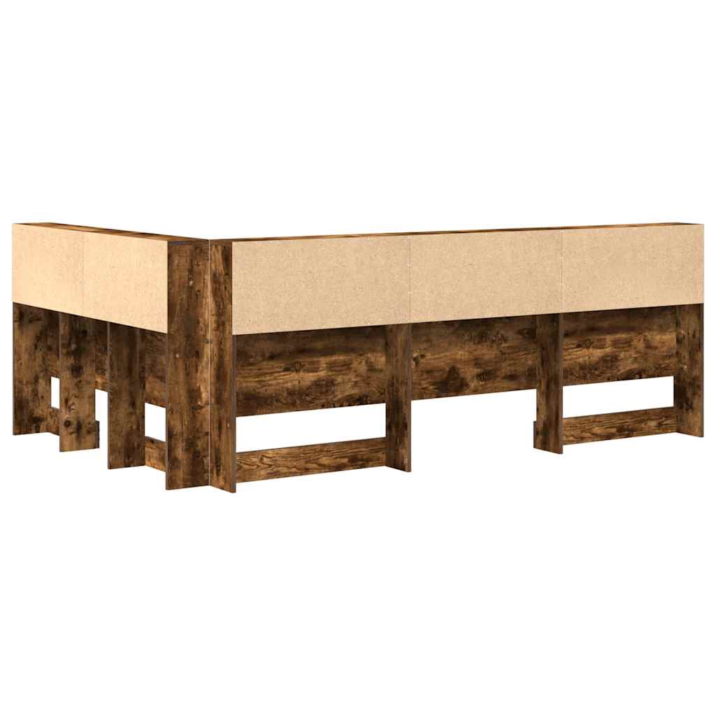 vidaXL Storage Headboard with Shelf Smoked Oak 207.5 x 137.5 x 76.5 cm