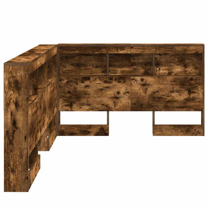 vidaXL Storage Headboard with Shelf Smoked Oak 207.5 x 137.5 x 76.5 cm