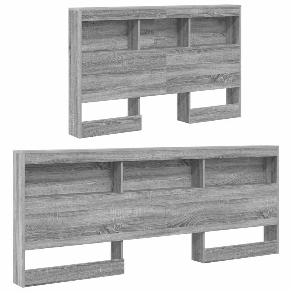 vidaXL Storage Headboard Grey Sonoma 207.5 x 137.5 x 76.5 cm