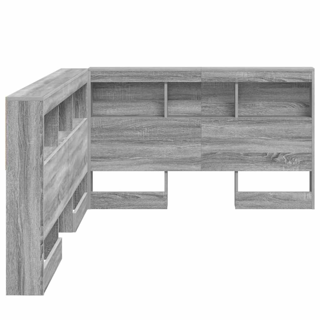 vidaXL Storage Headboard Grey Sonoma 207.5 x 137.5 x 76.5 cm