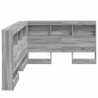 vidaXL Storage Headboard Grey Sonoma 207.5 x 137.5 x 76.5 cm