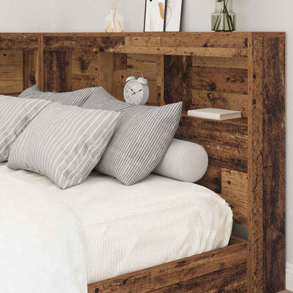 vidaXL Storage Headboard with Shelf Old Wood 207.5 x 137.5 x 76.5 cm