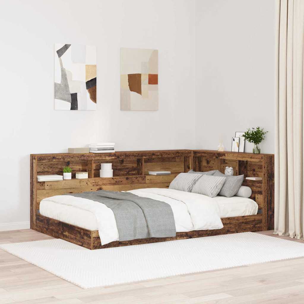 vidaXL Storage Headboard with Shelf Old Wood 207.5 x 137.5 x 76.5 cm