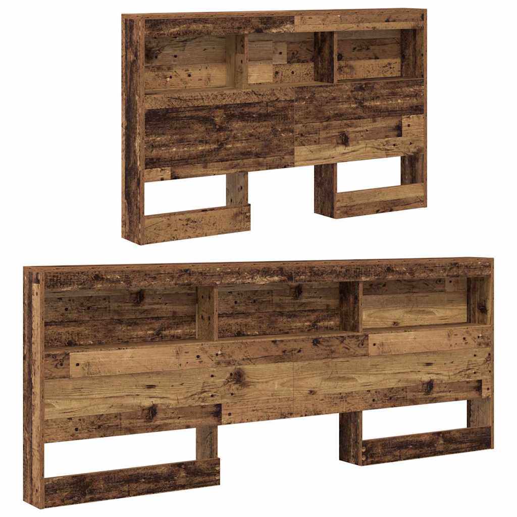 vidaXL Storage Headboard with Shelf Old Wood 207.5 x 137.5 x 76.5 cm