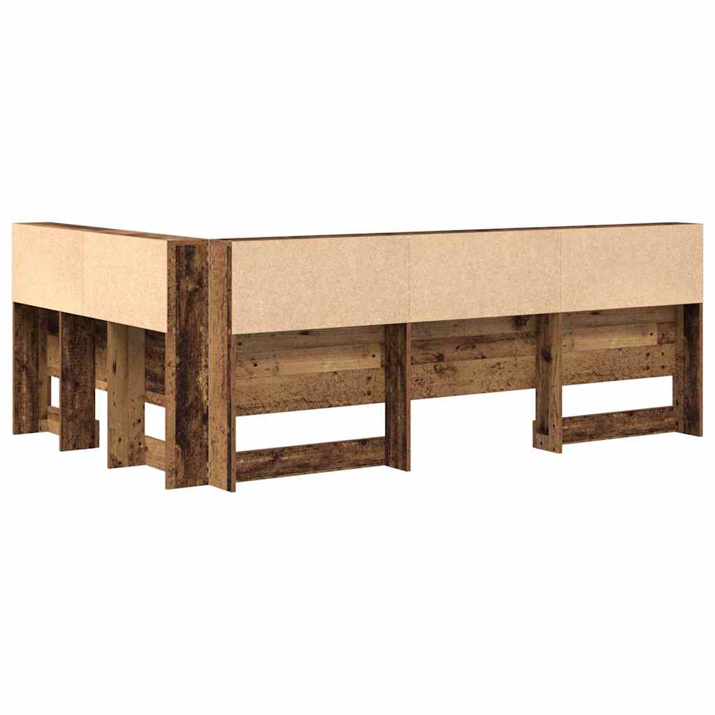 vidaXL Storage Headboard with Shelf Old Wood 207.5 x 137.5 x 76.5 cm