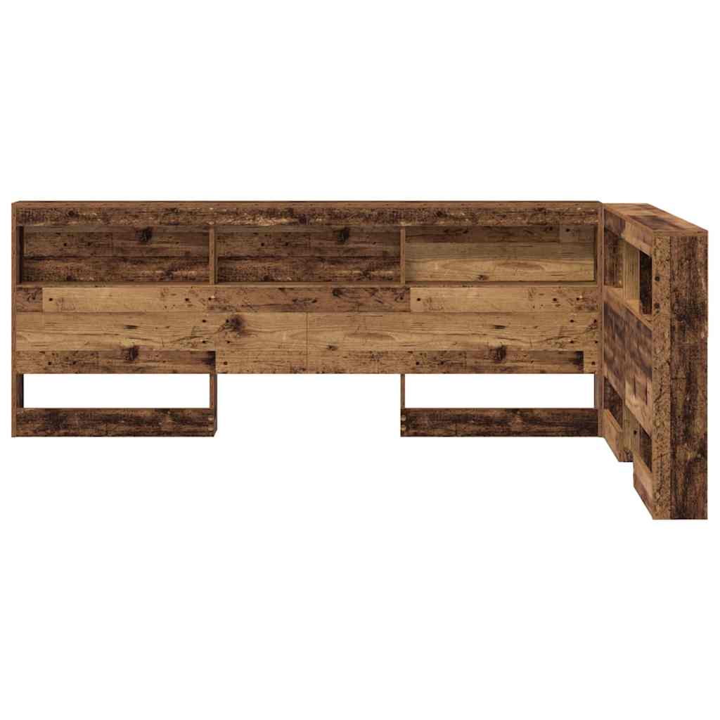 vidaXL Storage Headboard with Shelf Old Wood 207.5 x 137.5 x 76.5 cm