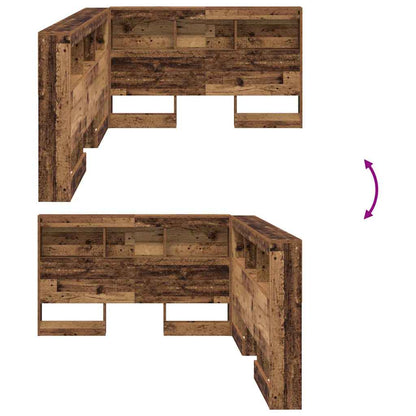 vidaXL Storage Headboard with Shelf Old Wood 207.5 x 137.5 x 76.5 cm
