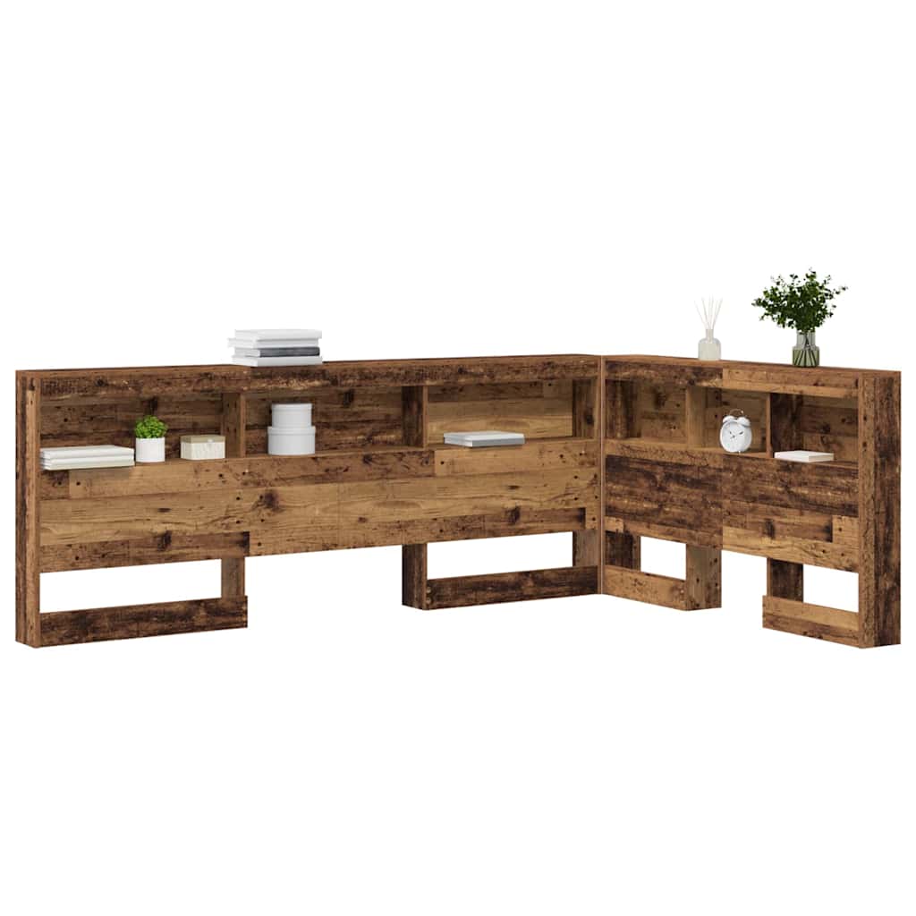 vidaXL Storage Headboard with Shelf Old Wood 207.5 x 137.5 x 76.5 cm