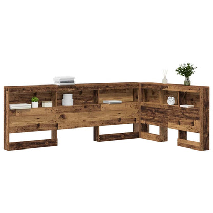 vidaXL Storage Headboard with Shelf Old Wood 207.5 x 137.5 x 76.5 cm
