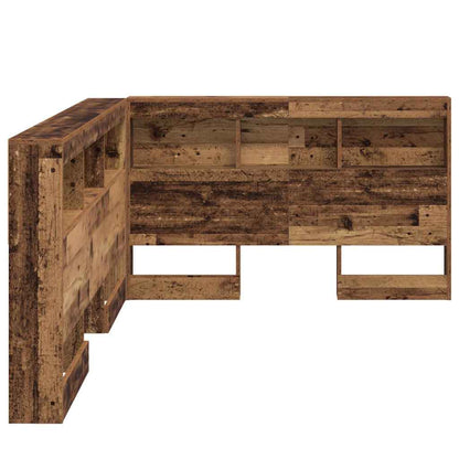 vidaXL Storage Headboard with Shelf Old Wood 207.5 x 137.5 x 76.5 cm