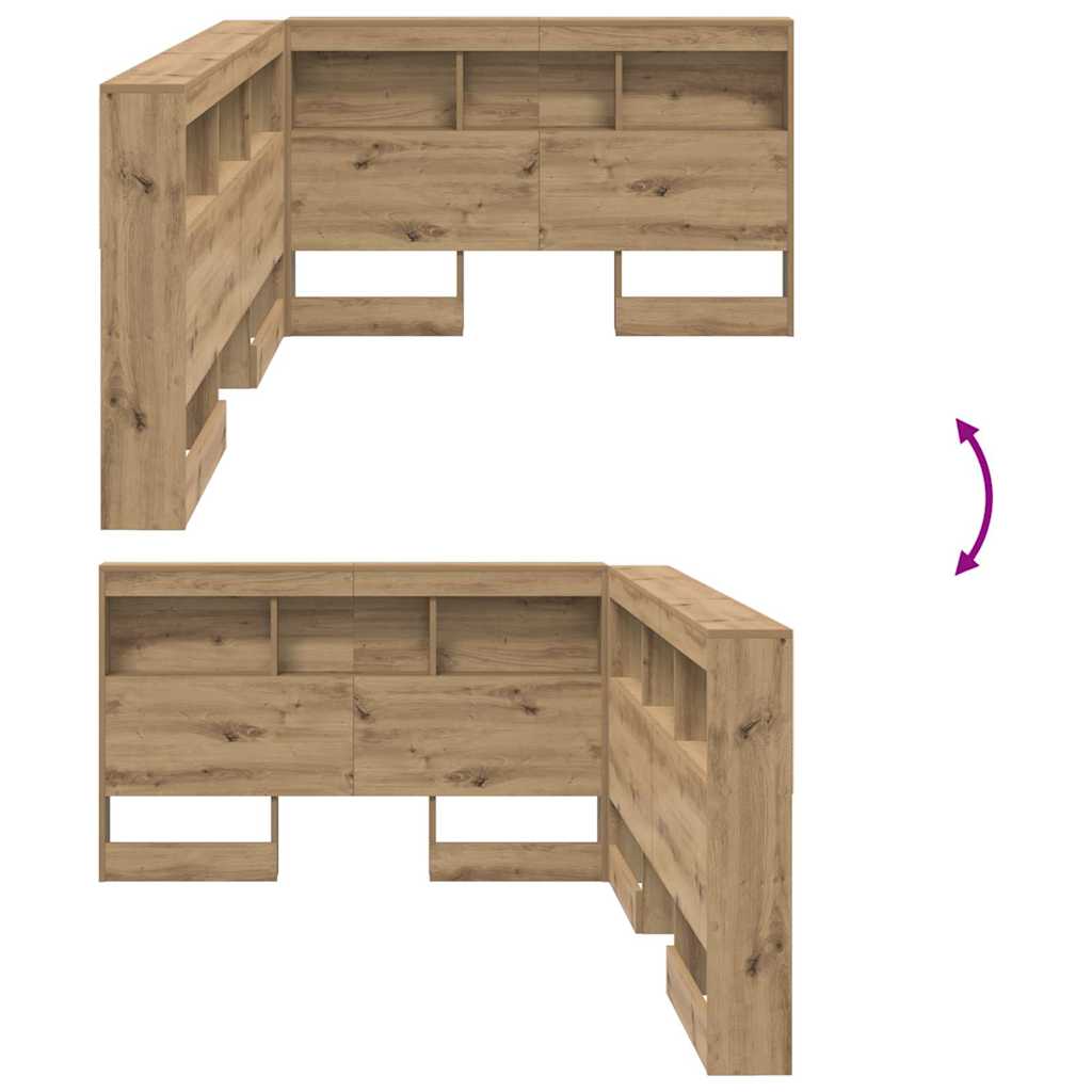 vidaXL Storage Headboard Artisan Oak Engineered Wood