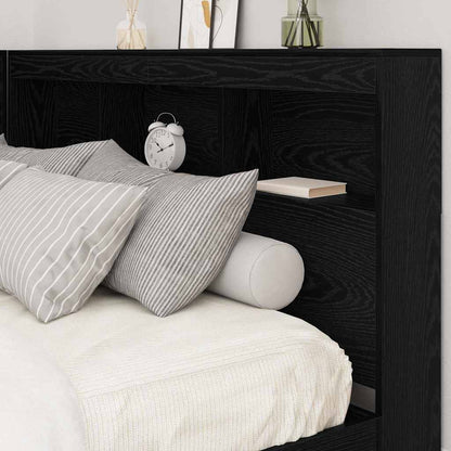 vidaXL Storage Headboard Black Oak Engineered Wood