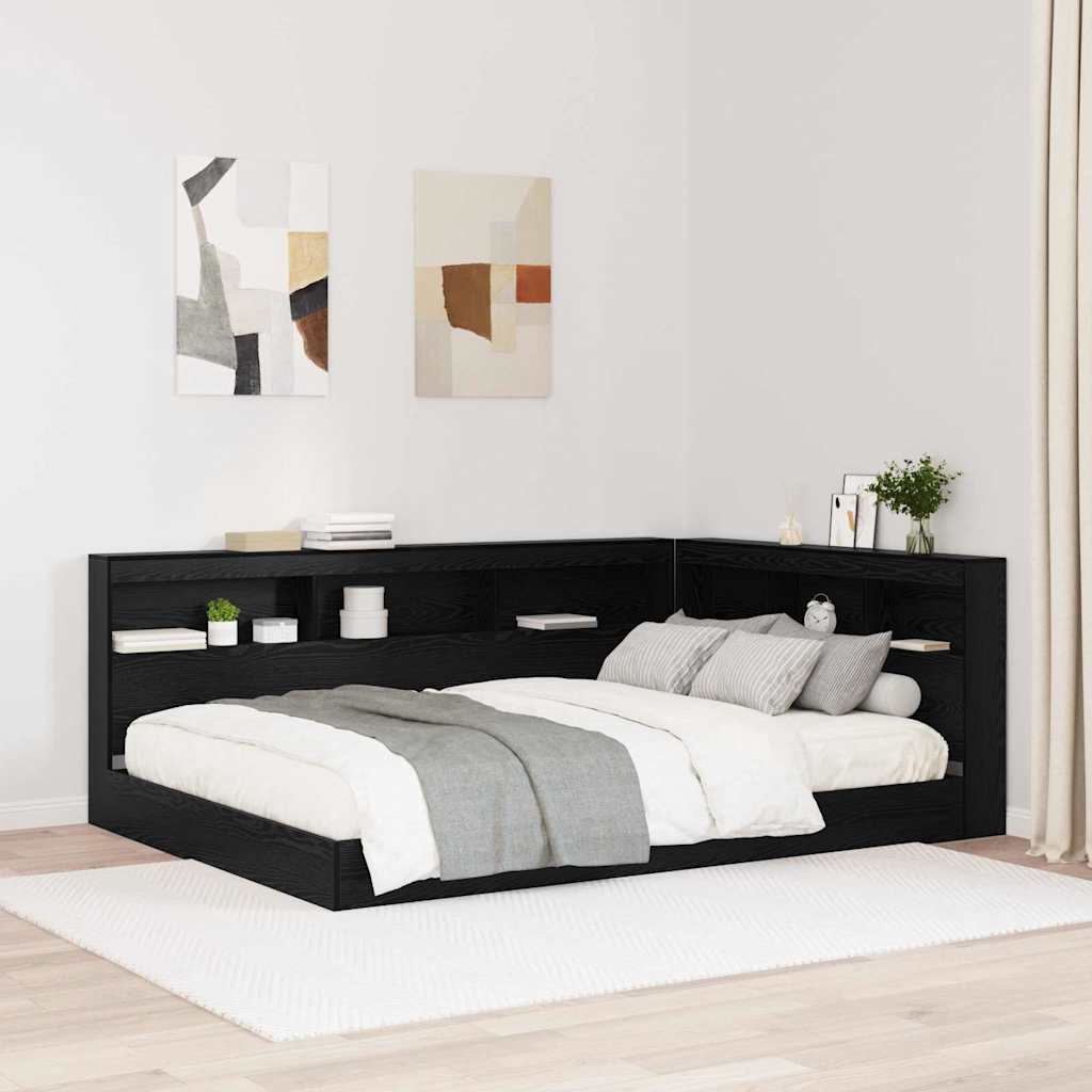 vidaXL Storage Headboard Black Oak Engineered Wood