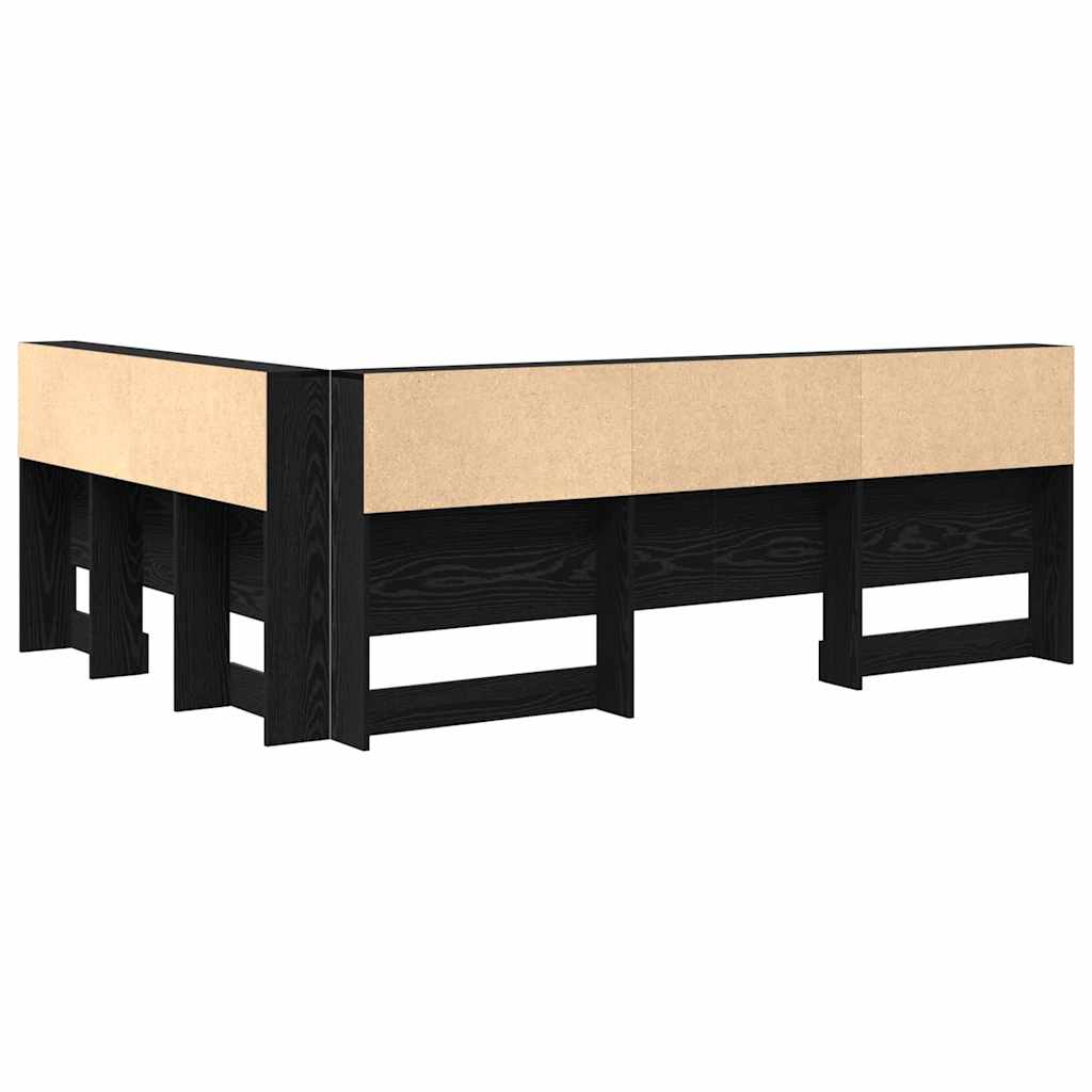 vidaXL Storage Headboard Black Oak Engineered Wood