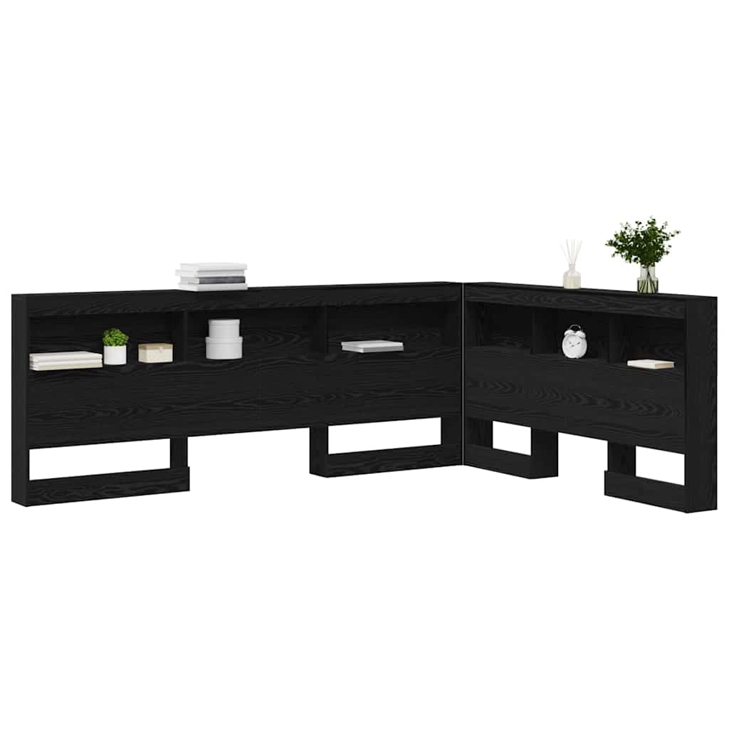 vidaXL Storage Headboard Black Oak Engineered Wood