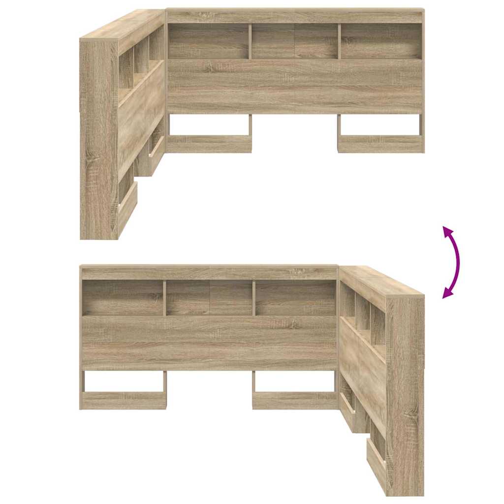 vidaXL Storage Headboard with Shelf Sonoma Oak 140 cm Engineered Wood