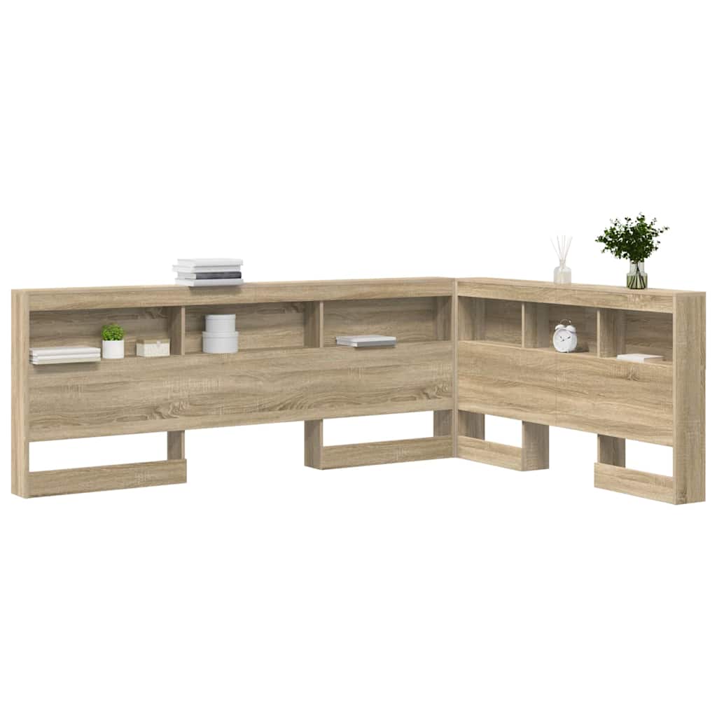 vidaXL Storage Headboard with Shelf Sonoma Oak 140 cm Engineered Wood