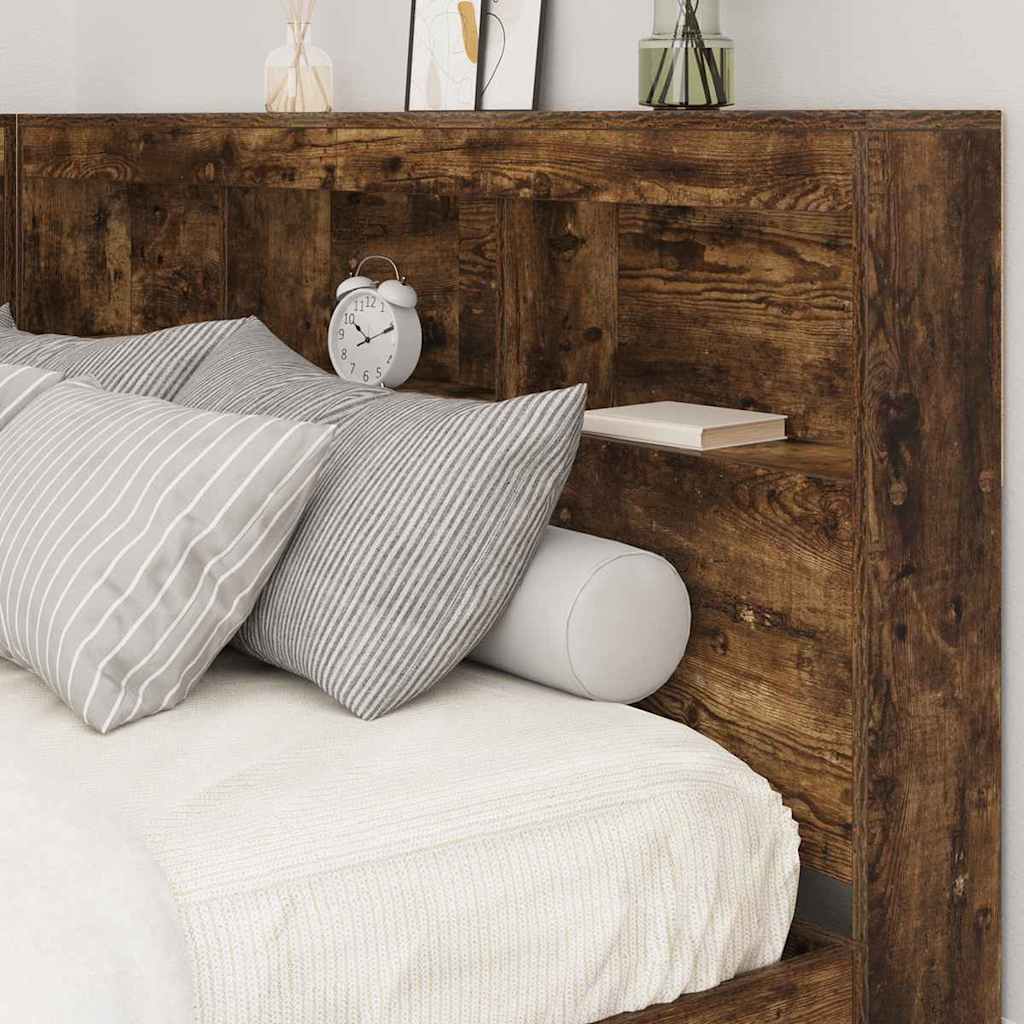 vidaXL Storage Headboard Smoked Oak Engineered Wood