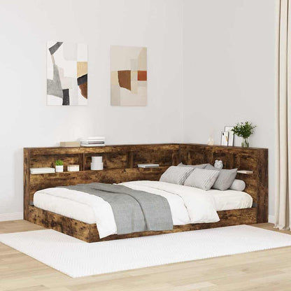 vidaXL Storage Headboard Smoked Oak Engineered Wood