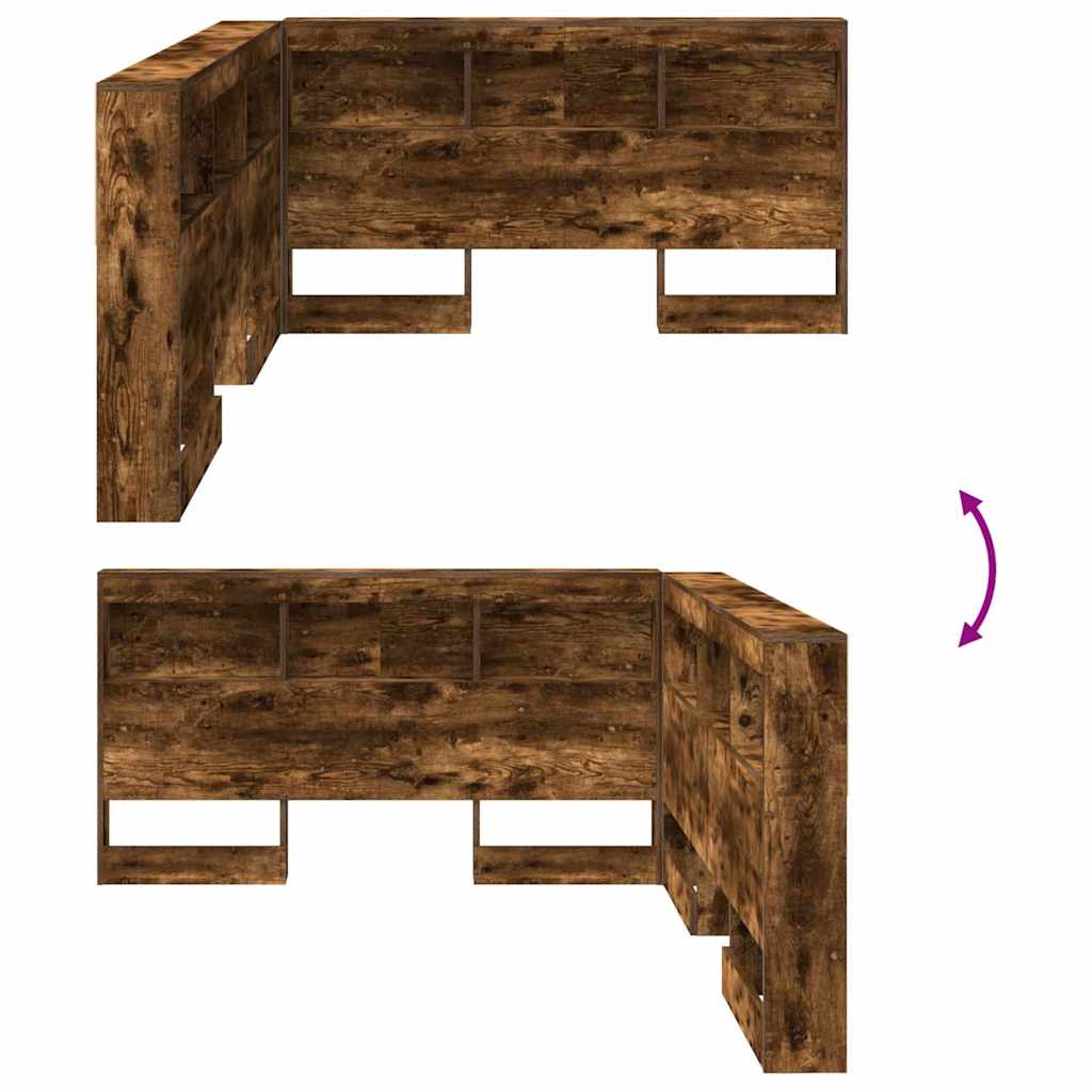 vidaXL Storage Headboard Smoked Oak Engineered Wood