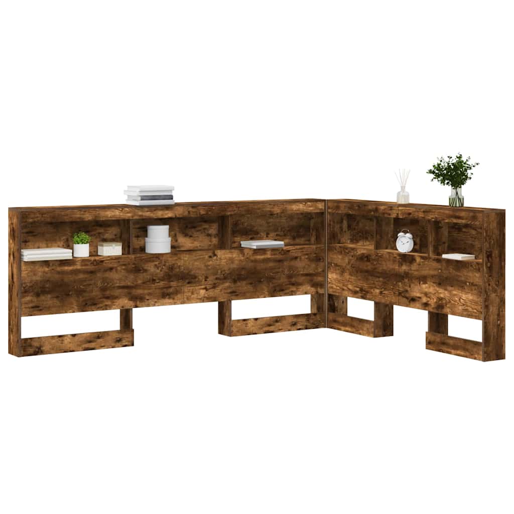 vidaXL Storage Headboard Smoked Oak Engineered Wood