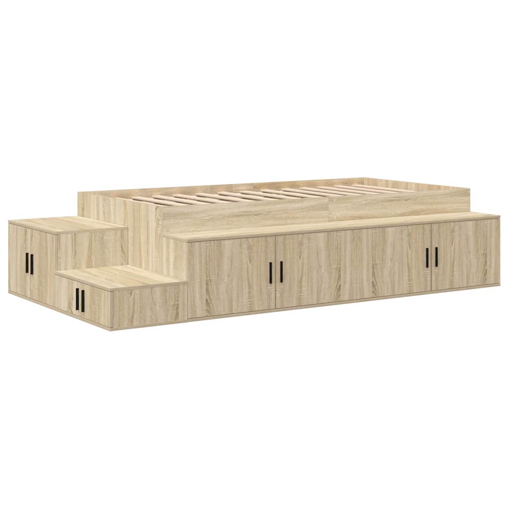 vidaXL Storage Bed Frame with Storage Sonoma Oak 80 cm Engineered Wood