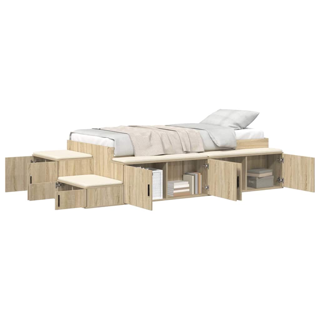 vidaXL Storage Bed Frame with Storage Sonoma Oak 80 cm Engineered Wood