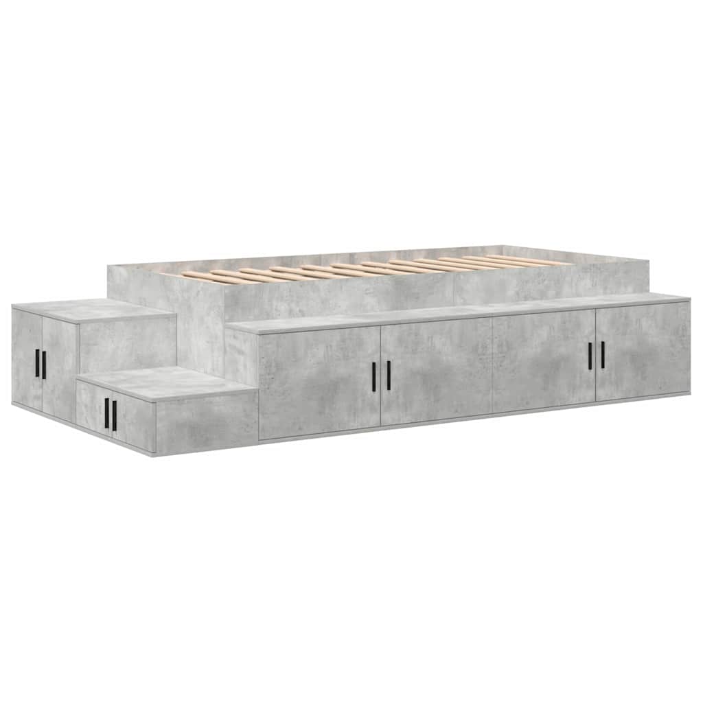 vidaXL Storage Bed Frame Concrete Grey 80 cm Engineered Wood
