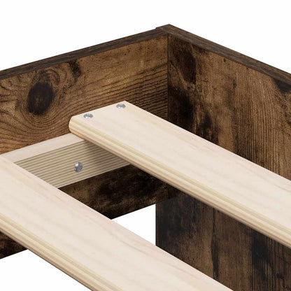 vidaXL Storage Bed Frame with Storage Smoked Oak 80 cm Engineered Wood