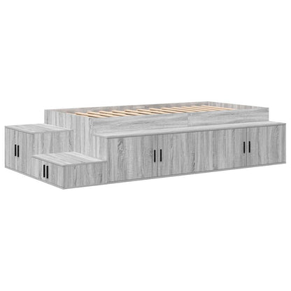vidaXL Storage Bed Frame Grey Sonoma 80 cm Engineered Wood