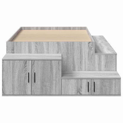 vidaXL Storage Bed Frame Grey Sonoma 80 cm Engineered Wood