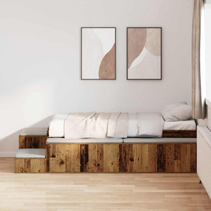 vidaXL Storage Bed Frame with Storage Old Wood 80 cm Engineered Wood
