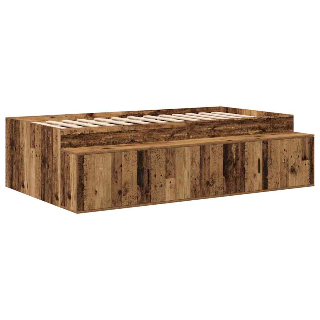 vidaXL Storage Bed Frame with Storage Old Wood 80 cm Engineered Wood