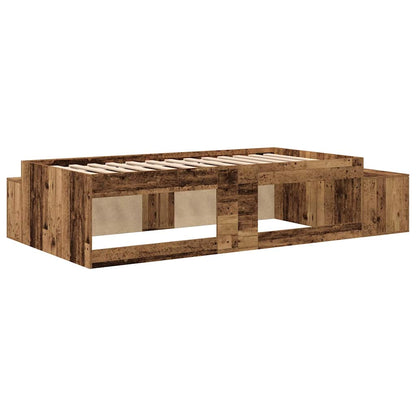 vidaXL Storage Bed Frame with Storage Old Wood 80 cm Engineered Wood