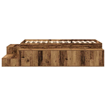 vidaXL Storage Bed Frame with Storage Old Wood 80 cm Engineered Wood