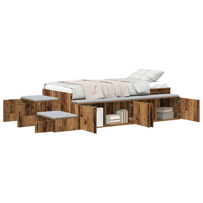 vidaXL Storage Bed Frame with Storage Old Wood 80 cm Engineered Wood