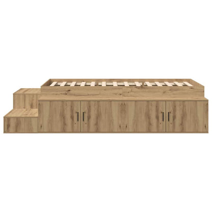 vidaXL Storage Bed Frame with Shelf Artisan Oak 80 cm Engineered Wood