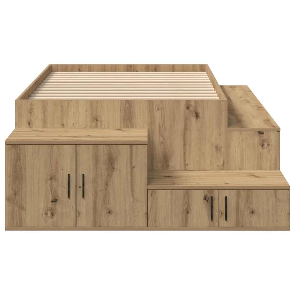 vidaXL Storage Bed Frame with Shelf Artisan Oak 80 cm Engineered Wood