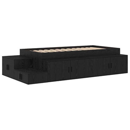 vidaXL Storage Bed Frame Black oak 234 x 103 x 53.5 cm Engineered wood