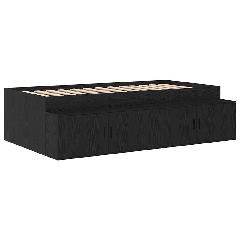 vidaXL Storage Bed Frame Black oak 234 x 103 x 53.5 cm Engineered wood