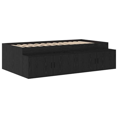 vidaXL Storage Bed Frame Black oak 234 x 103 x 53.5 cm Engineered wood