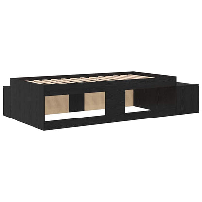 vidaXL Storage Bed Frame Black oak 234 x 103 x 53.5 cm Engineered wood