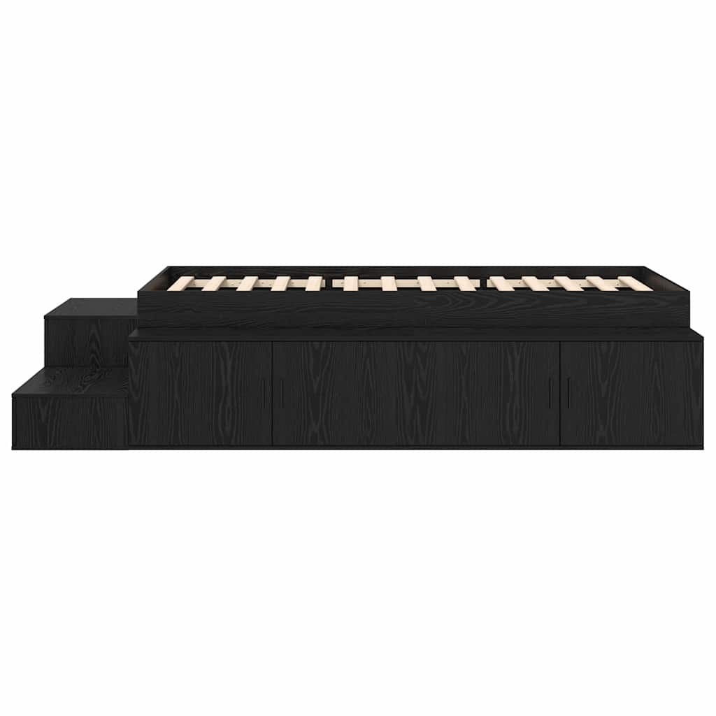 vidaXL Storage Bed Frame Black oak 234 x 103 x 53.5 cm Engineered wood
