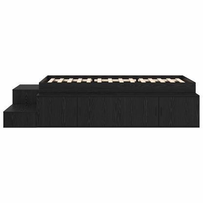 vidaXL Storage Bed Frame Black oak 234 x 103 x 53.5 cm Engineered wood