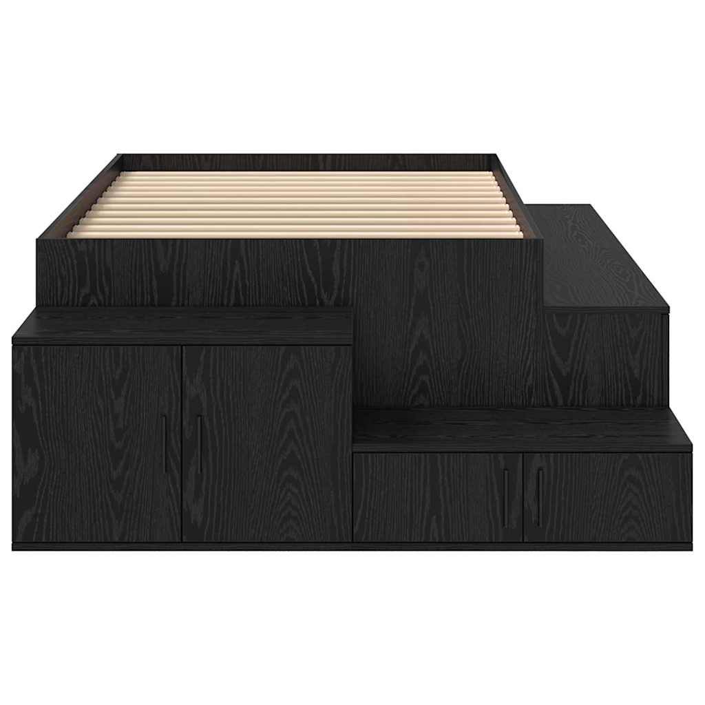 vidaXL Storage Bed Frame Black oak 234 x 103 x 53.5 cm Engineered wood