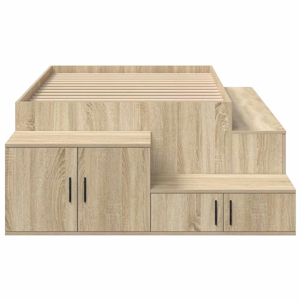 vidaXL Storage Bed Frame with Storage Sonoma Oak 75 cm Engineered Wood